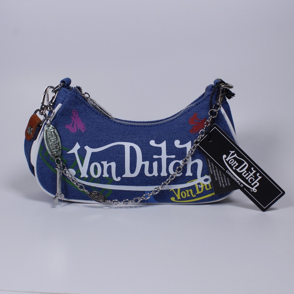 Von Dutch Y2K Blue Jean Denim Baguette Shoulder Bag Brand New With Tags